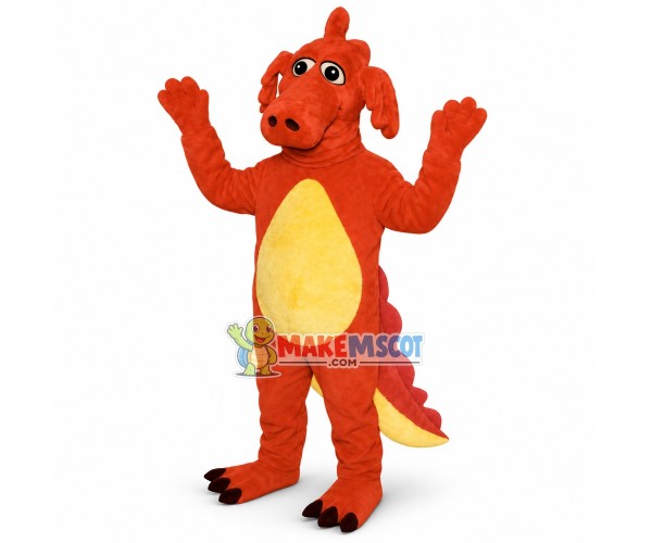 Red Dinosaur With Protruding Nose Mascot Costume Red Dinosaur With Protruding Nose Mascot Costume