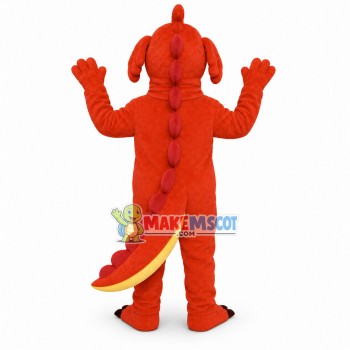 Red Dinosaur With Protruding Nose Mascot Costume Red Dinosaur With Protruding Nose Mascot Costume