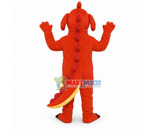 Red Dinosaur With Protruding Nose Mascot Costume Red Dinosaur With Protruding Nose Mascot Costume