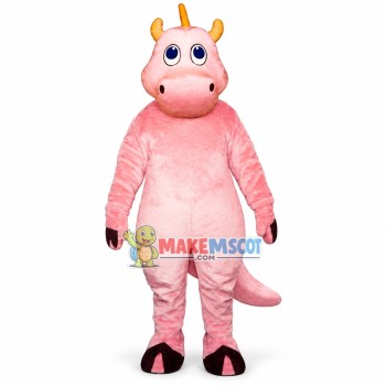 Pink Dragon With Short Horns Mascot Costume