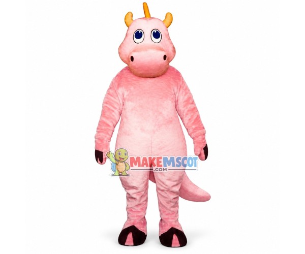 Pink Dragon With Short Horns Mascot Costume Pink Dragon With Short Horns Mascot Costume