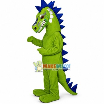 Scary Dinosaur With Blue Spines Mascot Costume