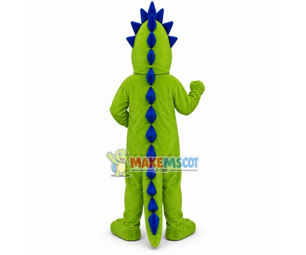 Scary Dinosaur With Blue Spines Mascot Costume Scary Dinosaur With Blue Spines Mascot Costume