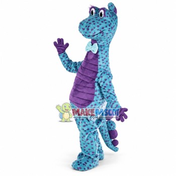Blue Spotted Dinosaur With Long Neck Mascot Costume Blue Spotted Dinosaur With Long Neck Mascot Costume