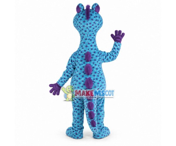 Blue Spotted Dinosaur With Long Neck Mascot Costume Blue Spotted Dinosaur With Long Neck Mascot Costume
