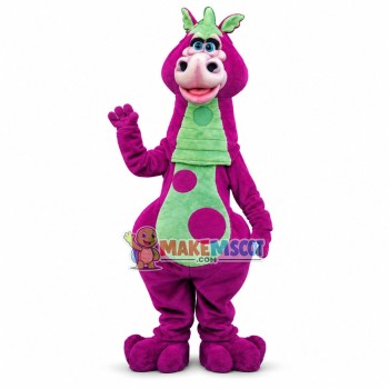 Purple Dinosaur With Big Nostrils Mascot Costume
