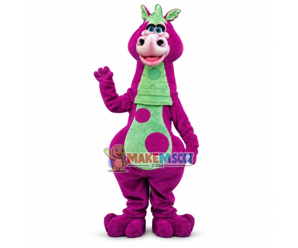 Purple Dinosaur With Big Nostrils Mascot Costume