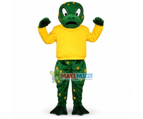 Power Dragon In The Yellow Shirt Mascot Costume Power Dragon In The Yellow Shirt Mascot Costume