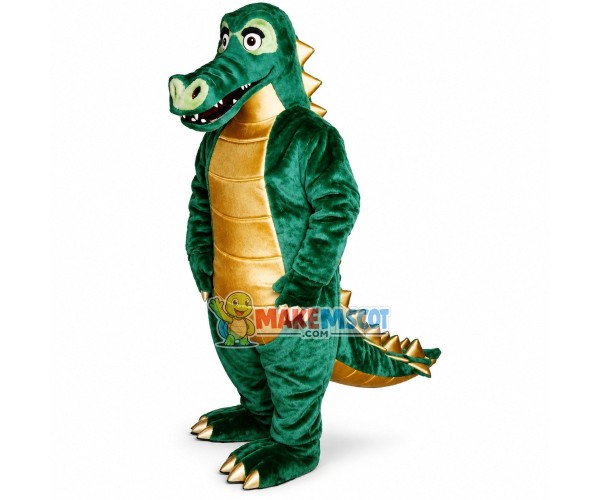 Bald Crocodile With Golden Belly Mascot Costume