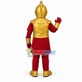 Masked Knight In Golden Armor Mascot Costume Masked Knight In Golden Armor Mascot Costume