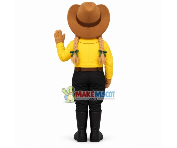 Blonde Braid Girl of The Farm Mascot Costume Blonde Braid Girl of The Farm Mascot Costume