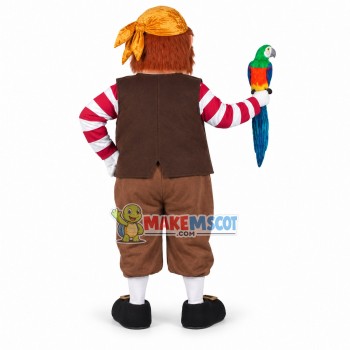Big Belly Businessman Holding Parrot Mascot Costume Big Belly Businessman Holding Parrot Mascot Costume