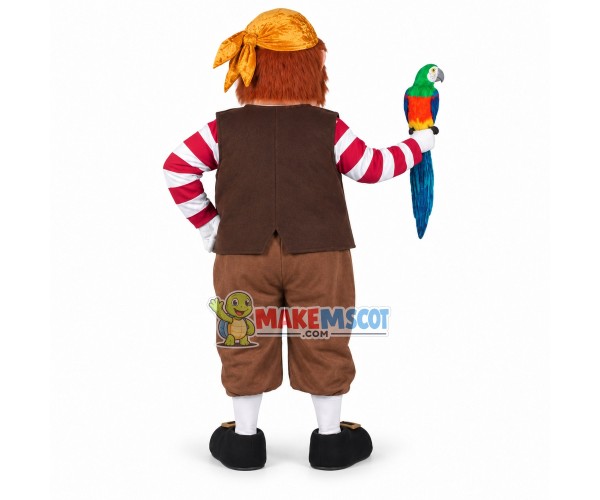 Big Belly Businessman Holding Parrot Mascot Costume Big Belly Businessman Holding Parrot Mascot Costume