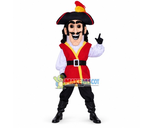 Witty Pirate Captain Mascot Costume Witty Pirate Captain Mascot Costume
