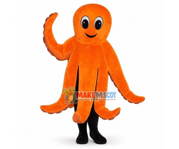 Lively Orange Octopus Mascot Costume Lively Orange Octopus Mascot Costume