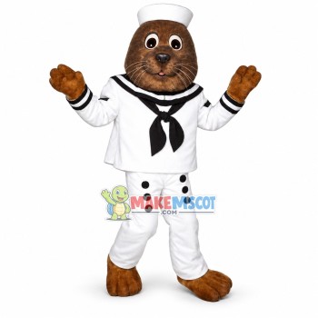 Walking Mole In White Sailor Suit Mascot Costume Walking Mole In White Sailor Suit Mascot Costume