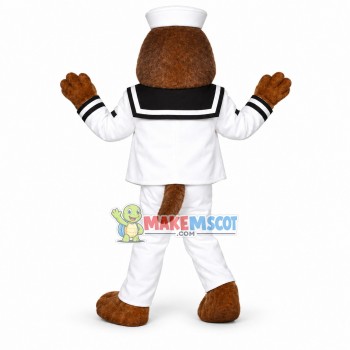 Walking Mole In White Sailor Suit Mascot Costume Walking Mole In White Sailor Suit Mascot Costume