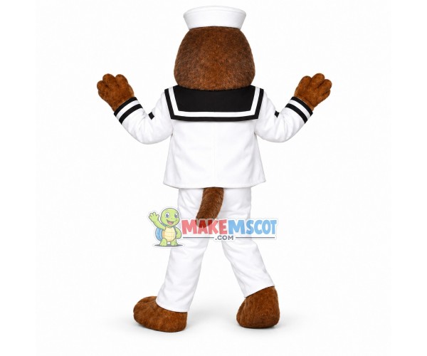 Walking Mole In White Sailor Suit Mascot Costume