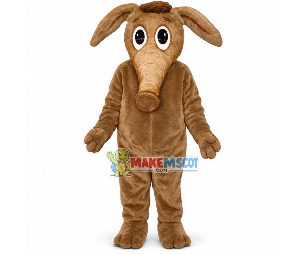 Surprised Little Brown Elephant Mascot Costume Surprised Little Brown Elephant Mascot Costume