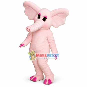 Elephant Lady With Pink Eyeshadow Mascot Costume Elephant Lady With Pink Eyeshadow Mascot Costume