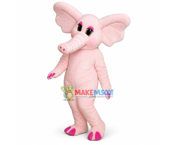 Elephant Lady With Pink Eyeshadow Mascot Costume Elephant Lady With Pink Eyeshadow Mascot Costume