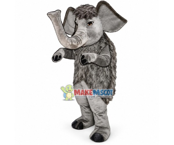 Alert Grey Mammoth Mascot Costume
