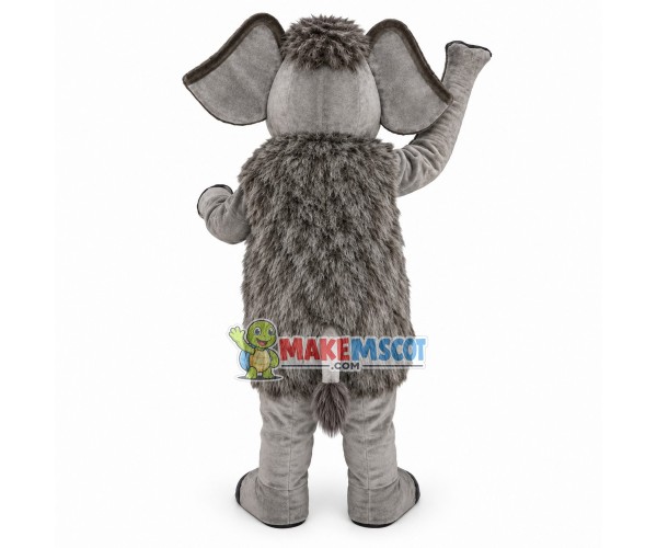 Alert Grey Mammoth Mascot Costume Alert Grey Mammoth Mascot Costume