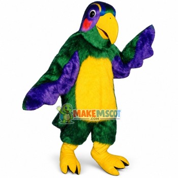 Long-haired Motley Parrot With Smooth Fur Mascot Costume
