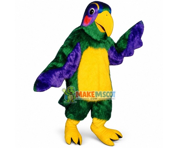 Long-haired Motley Parrot With Smooth Fur Mascot Costume Long-haired Motley Parrot With Smooth Fur Mascot Costume