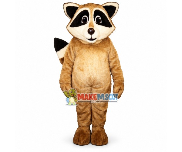 Obedient Khaki Raccoon Mascot Costume Obedient Khaki Raccoon Mascot Costume