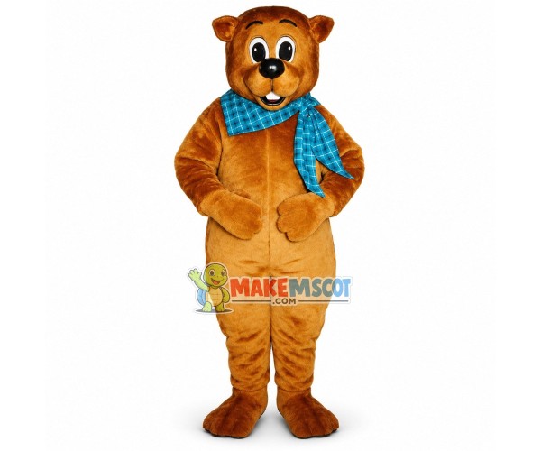 Bear With Plaid Square Scarf Mascot Costume Bear With Plaid Square Scarf Mascot Costume