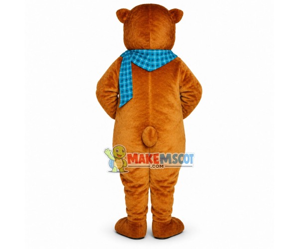 Bear With Plaid Square Scarf Mascot Costume Bear With Plaid Square Scarf Mascot Costume
