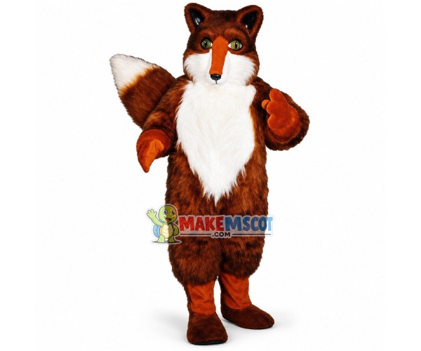 Alert Long Wool Red Fox Mascot Costume