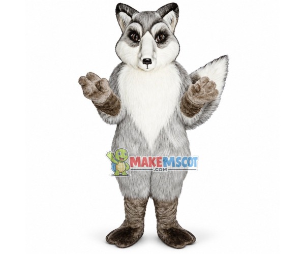 Sturdy Long Wool Gray Fox Mascot Costume Sturdy Long Wool Gray Fox Mascot Costume