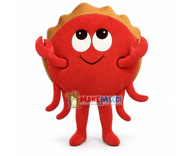 Red Crab With Round Body Mascot Costume Red Crab With Round Body Mascot Costume