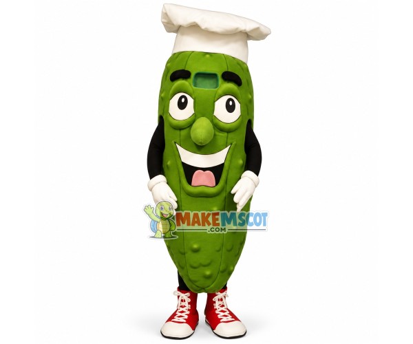 Bitter Melon Wearing Chef Hat Mascot Costume Bitter Melon Wearing Chef Hat Mascot Costume