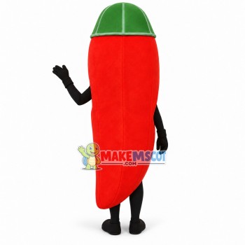 Cartoon Chili Doll With Mustache Mascot Costume Cartoon Chili Doll With Mustache Mascot Costume