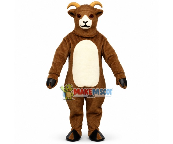Adult Power Brown Goat Mascot Costume Adult Power Brown Goat Mascot Costume