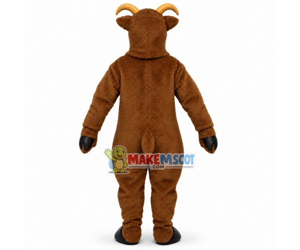 Adult Power Brown Goat Mascot Costume Adult Power Brown Goat Mascot Costume