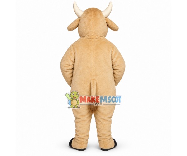 Lively Plush Beige Cattle Mascot Costume Lively Plush Beige Cattle Mascot Costume