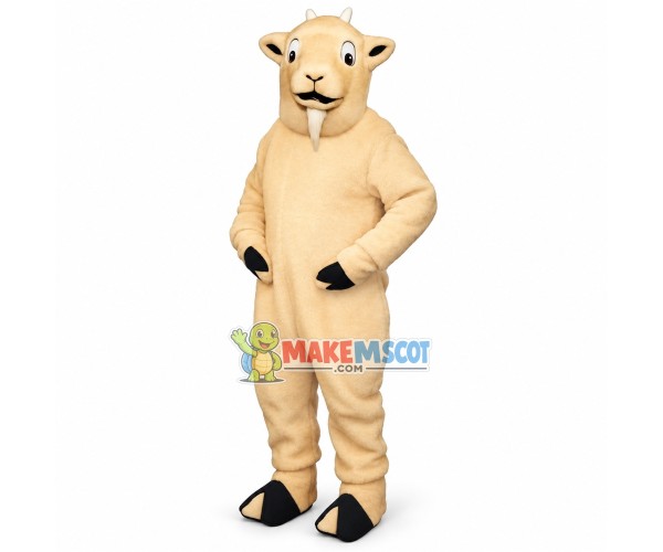 Short-horned Beige Goat Mascot Costume Short-horned Beige Goat Mascot Costume