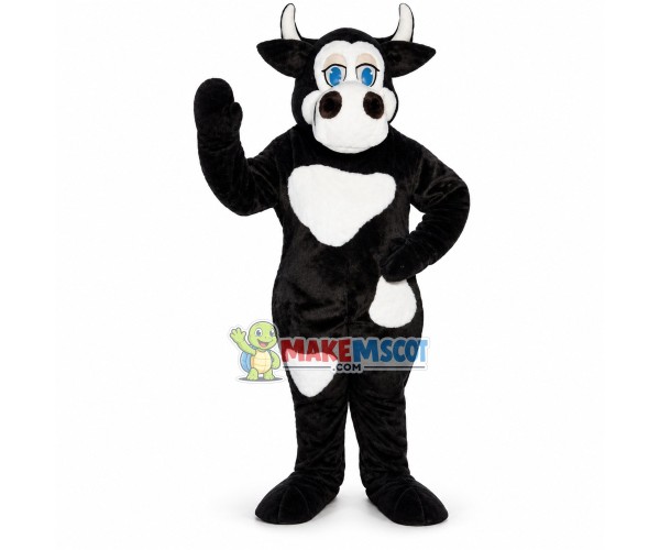 Black Cow With Blue Eyes Mascot Costume