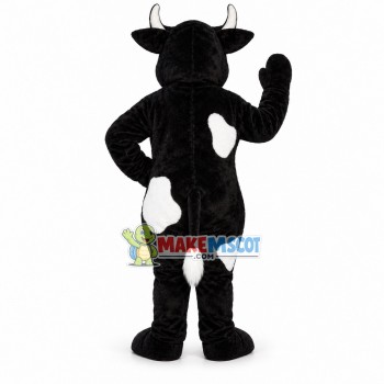 Black Cow With Blue Eyes Mascot Costume Black Cow With Blue Eyes Mascot Costume