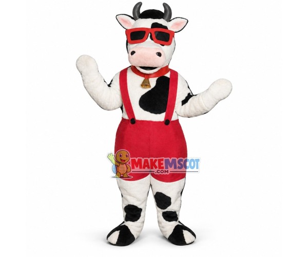 Cozy Cow With Sunglasses Mascot Costume