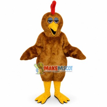 Crowing Brown Plush Chicken Mascot Costume