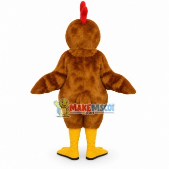 Crowing Brown Plush Chicken Mascot Costume