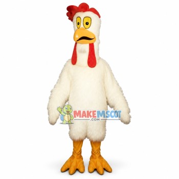 Frightened White Chicken Mascot Costume Frightened White Chicken Mascot Costume