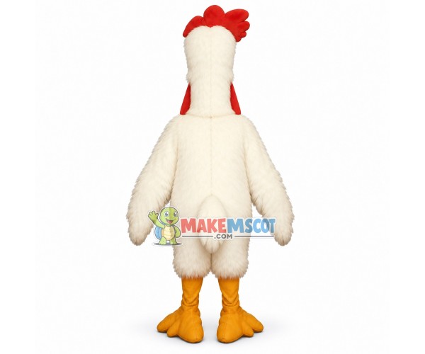 Frightened White Chicken Mascot Costume Frightened White Chicken Mascot Costume
