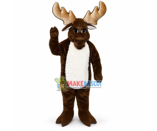 Mild Moose With Strong Horns Mascot Costume Mild Moose With Strong Horns Mascot Costume