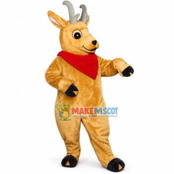 Young Deer Wearing Red Kerchief Mascot Costume